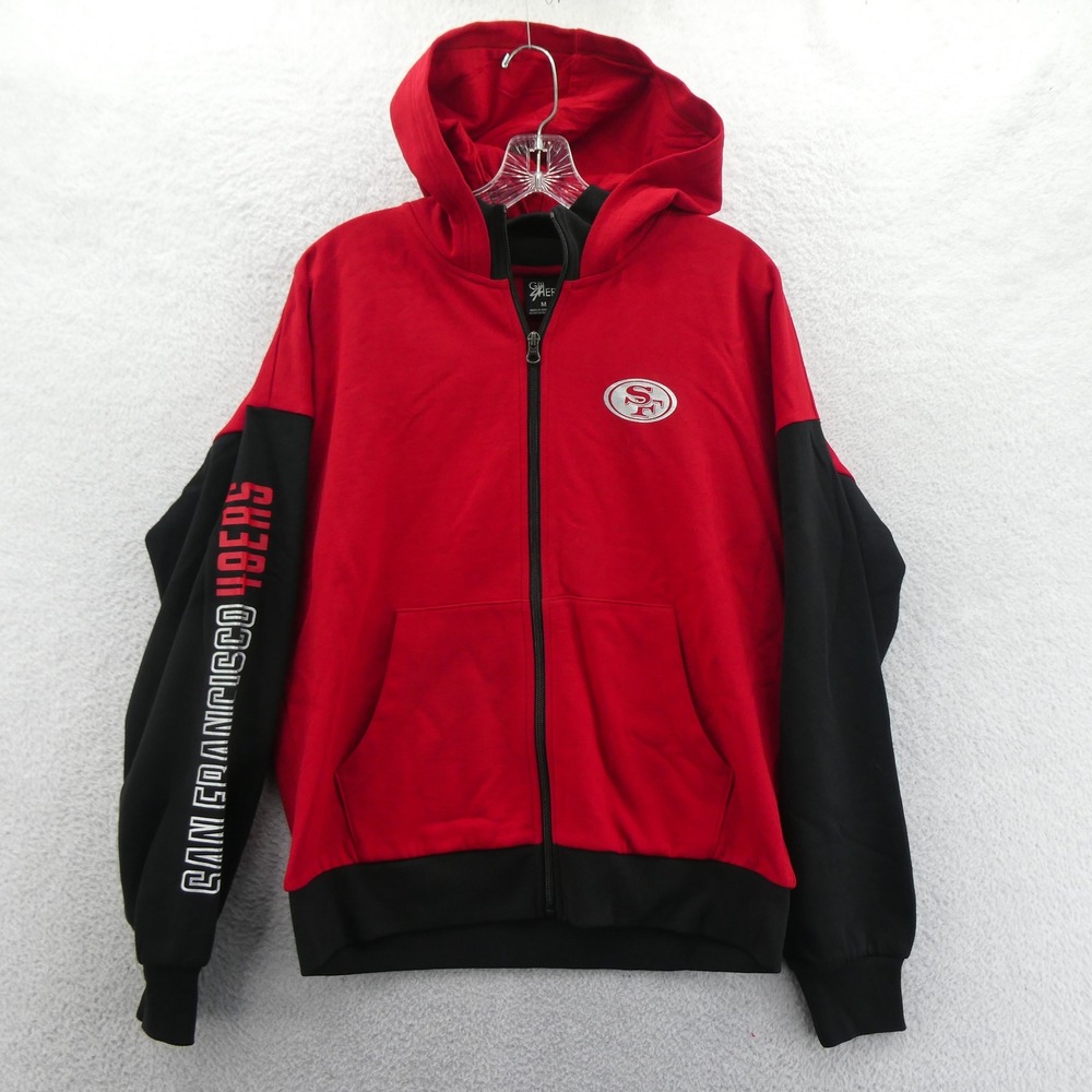 G-III Hoodie Womens Medium San Francisco 49ers Red Black Zip Fleece NFL Football
